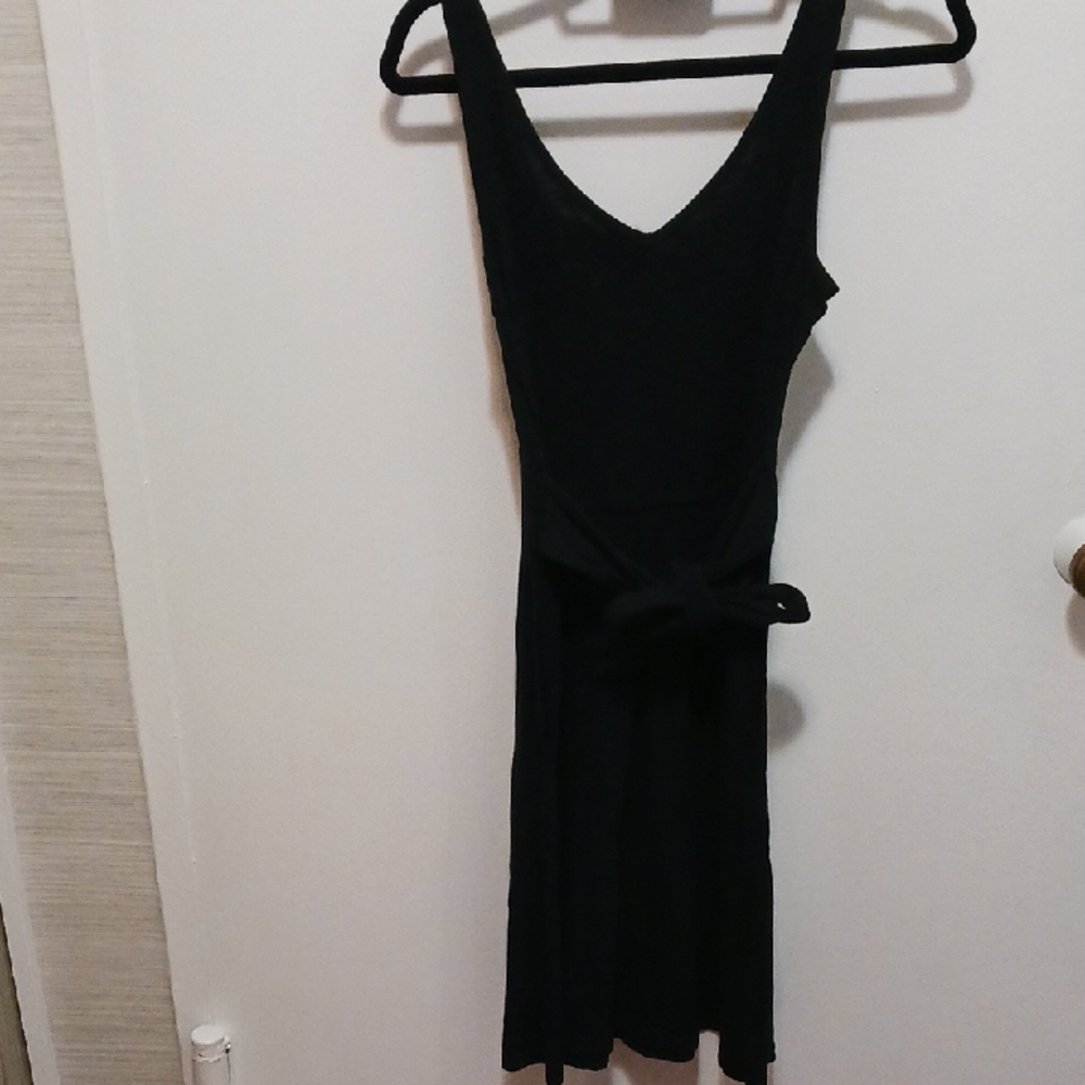 LOFT Black Midi Dress with Belt